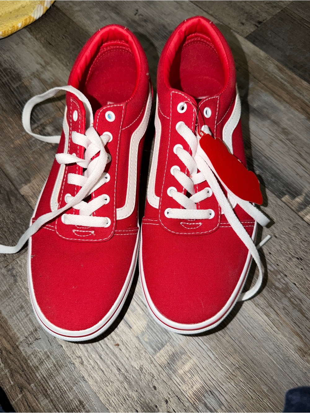 Vans Red Canvas Sneakers with White Stripe
